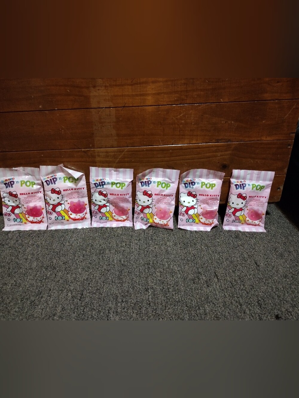 Hello Kitty Pink Strawberry Dip 'n Pop Candy Packs - 6pcs